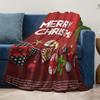 Festive Christmas Throw Blanket Cozy Reversible Holiday Flannel Blanket Soft Warm Decorative Couch Bedspread Gift