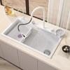 Kitchen Sink Nano Multifunction White Waterfall Faucet Large Single Bowl Wash Basin Cup Washer Pure Tap Soap Dispenser SUS304
