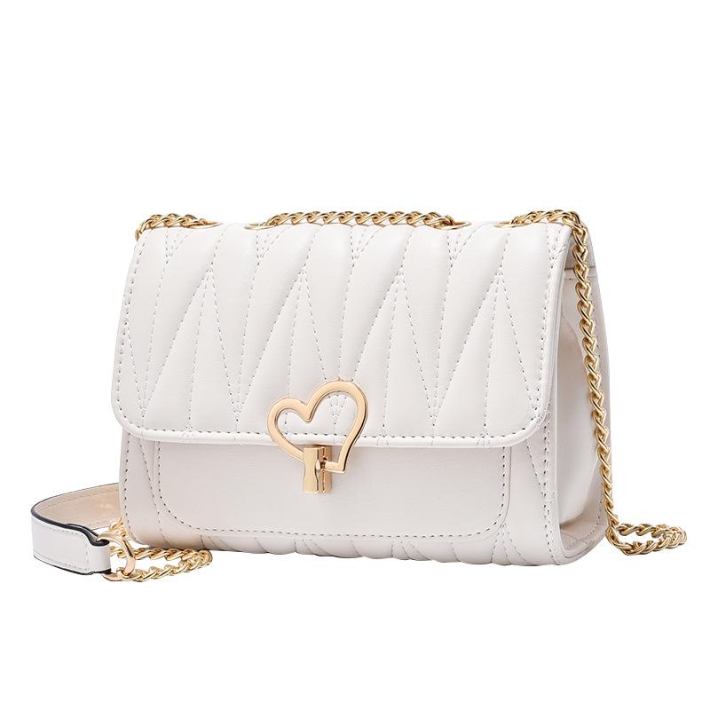 Women's bag 2025 new summer peach heart lock sweet shoulder bag casual fashion oblique span bag women's small square bag