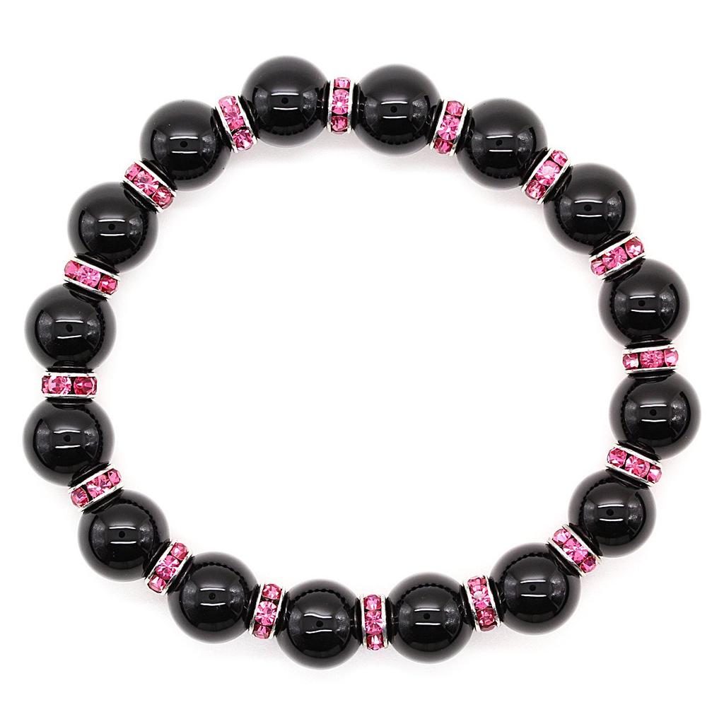 [Ishiki] Natural Onyx 16mm & 10mm Power Stone Amulet Pair Bracelet [b280]