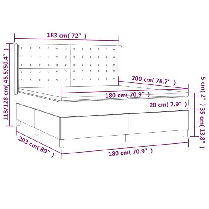 VidaXL Slat Bed Base with Mattress and LED, Upholstered Bed, Double Bed, Adult Bed for Interior Bedroom, 3139213