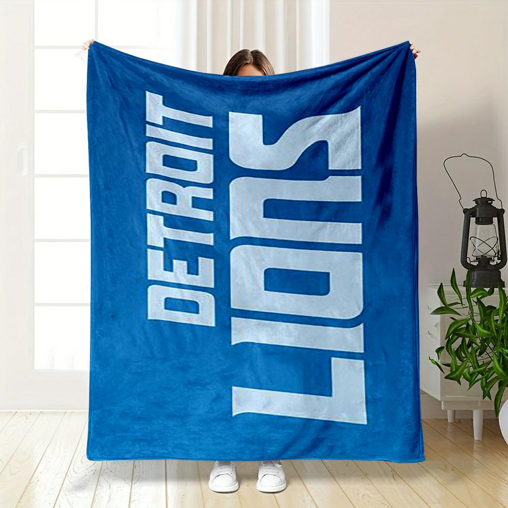 Detroit Lions Logo Blue Flannel Blanket for bedroom, living room, sofa, and nap sofas.