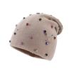 Warm Winter Hat Colored Rhinestone Knitted Pullover Cap Casual Ear Protection Hat  Outdoor Sports