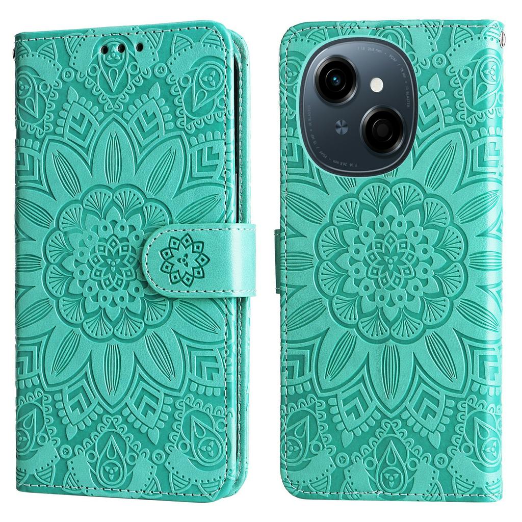 Leather Case for TECNO Spark Go 2025/Spark Go 1/Pop 9 4G Sunflower Imprint Wallet Phone Cover