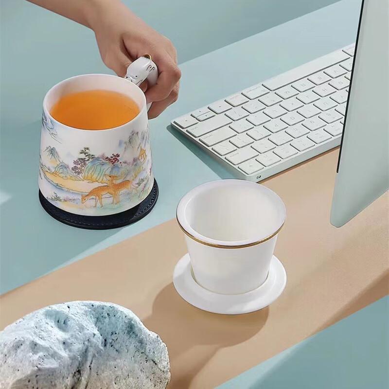 Cha Xun Dehua Ceramic Personal Tea Infuser Mug