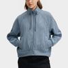 FILA White Series Fashion Versatile Knitted Long Sleeve Jacket Women Jackets Harmonious-Blue F11W513503FBU