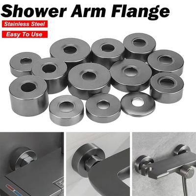 Grey Black Stainless Steel Shower Arm Flange Replacement Wall Split Flange Faucet Decorative Cover Kitchen Bathroom Accessories
