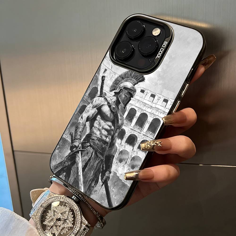 Cool S-Spartan Phone Case For iPhone 17,16,15,14,13,12,11 Plus Pro Max Colored Silver Phone Case