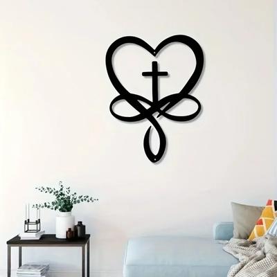 Stunning 1pc Heart Cross Wall Sign! Retro Metal Hanging for Home or Office Decor. Perfect Valentine's Day Gift. Wall Decoration.