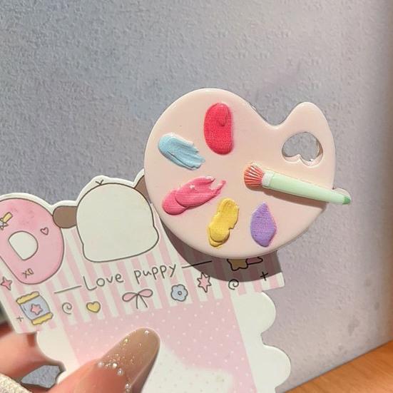 3Pcs Girl Hairpin Macaron Colors Palette Shape Resin Hair Clip Stable