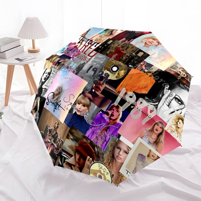 Taylor Swift Automatic Folding Umbrella with Sturdy Iron Frame, Portable Compact Travel Umbrella All-Season Use Parties 0807054