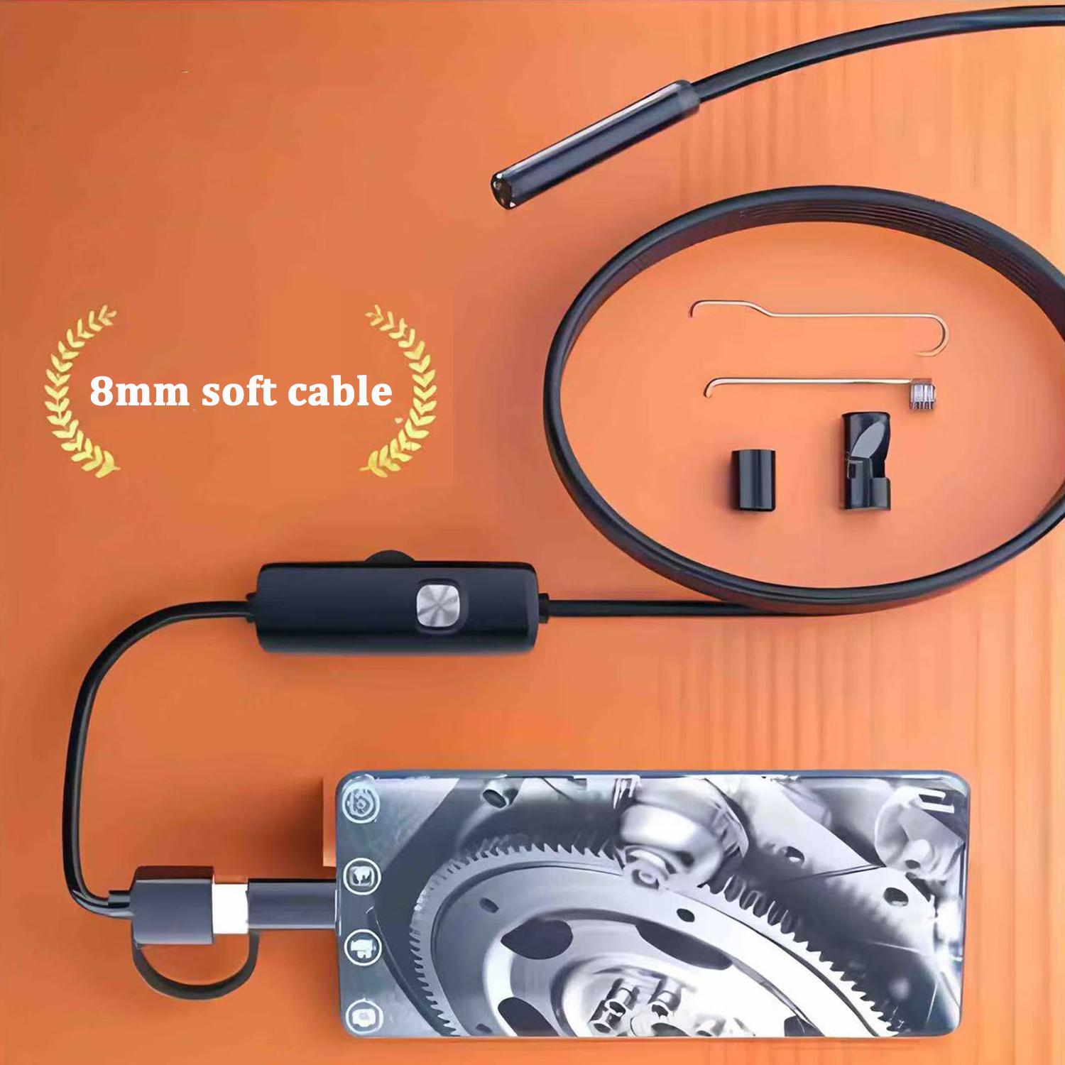 

Practical 8MM Android Endoscope 3 in 1 USB/Micro USB/Type-C Borescope Inspection Camera IP67 Waterproof for Smartphone Computers 1m