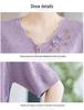 Summer Knit Top with 3D Floral Embossing, Breathable Short Sleeve, Casual and Loose Fit for Middle-Aged and Elderly Women