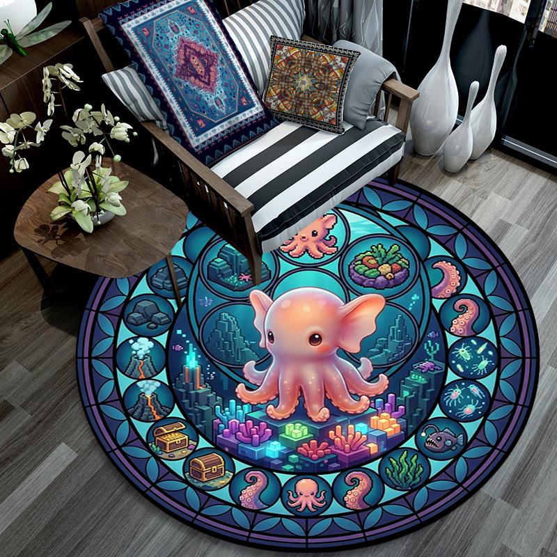 Oceanic Glass Round Area Rug Under Office Chairs Bedroom Living Room Home Decor