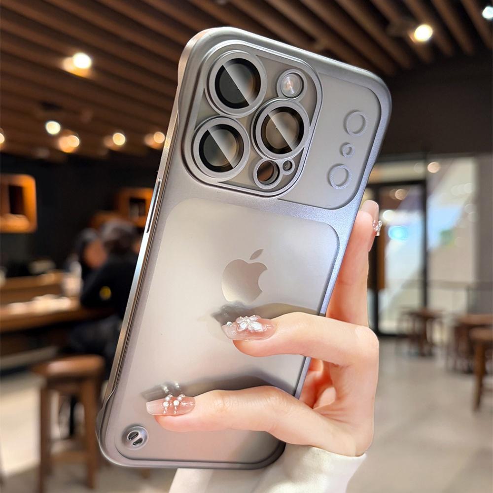 Borderless Phone Case for iPhone 17 15 14 13 Pro Max Matte Plating Frameless Large Window Funda for iPhone Air 17 16 Pro