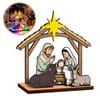 Decorative Wooden Crafts Christmas Tabletop Glowing Ornament, 3D Tree Decoration with Office Decorations Warm Light, Festive Holiday Centerpiece