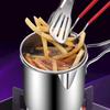 Thickeded Deep Fryer Pot with Basket and Clip Large Stainless Steel Fryer Pasta Strainer Set Chicken Fried French Fries Cookware