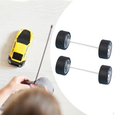 2 Pieces 1/64 Scale Wheels Remote Control Car Parts Alloy Wheel Rims with Axles for Cars
