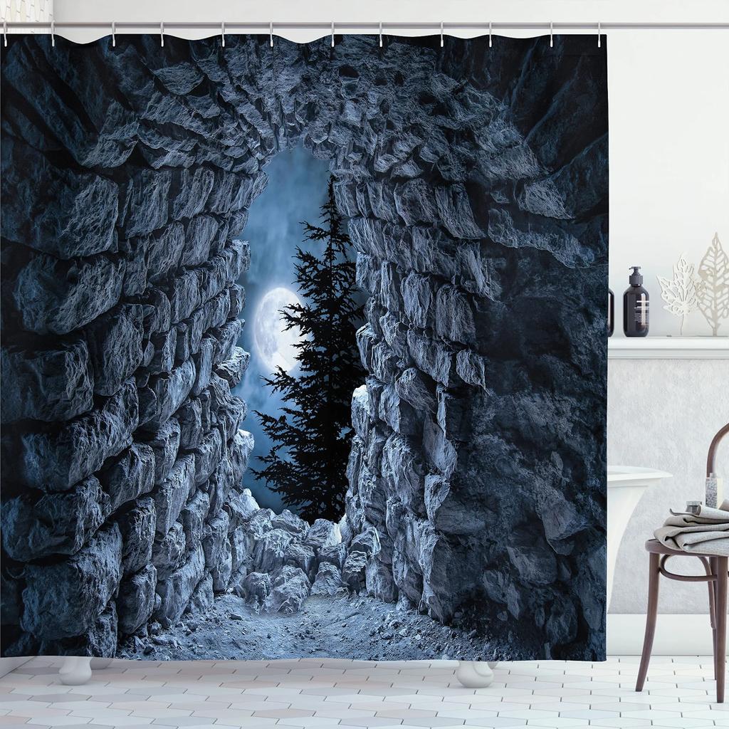 Medieval Shower Curtains Rustic Wood Shield on Medieval Castle Gate Bath Curtain Wooden Door Historical Vintage Home Bathroom