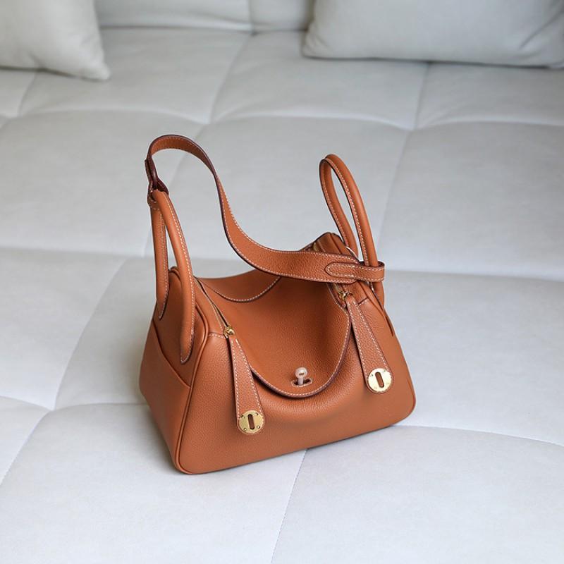 Lindi Bag Leather Top-layer Cowhide High-quality Feel Doctor Single-shoulder Slanting Hanging Handbag Medium