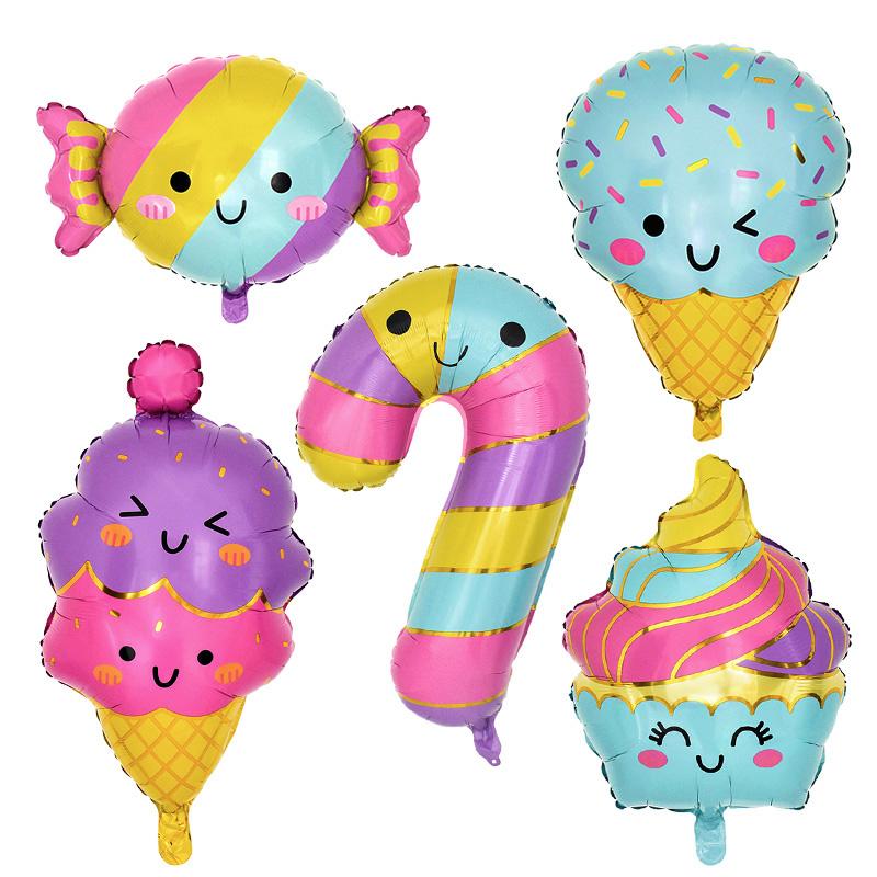 1/5Pcs Ice Cream Candy Cake Dessert Foil Balloons Girls Summer Birthday Party Candy Bar Decorations Kids Toy Cartoon Air Globos