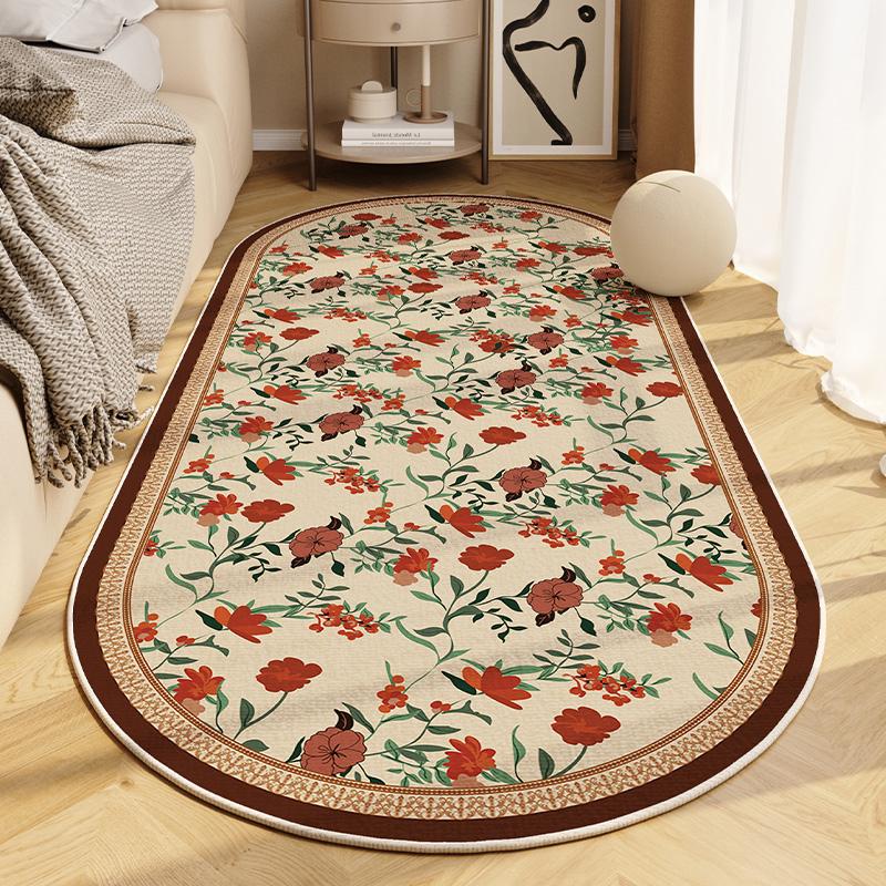 

Роскошный прикроватный ковер в стиле хай-энд, итальянский цветочный эллиптический диван, кофейный столик, подушка, домашний декор для гостиной 50X120CM(1.6X3.9FT