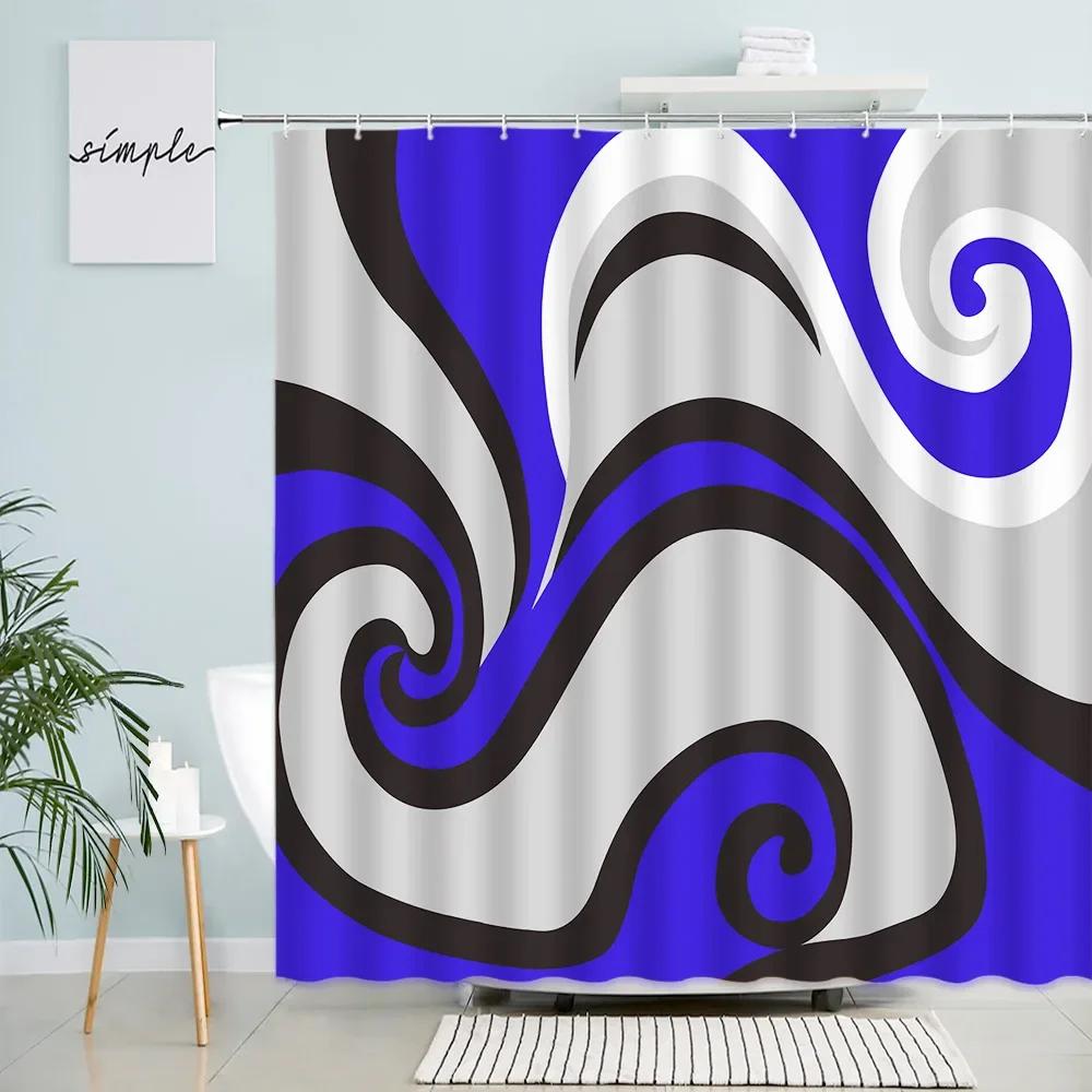 Creative Geometric Shower Curtains Grey Black Red Abstract Art Print Bath Curtain Set Polyester Fabric Bathroom Decor with Hooks