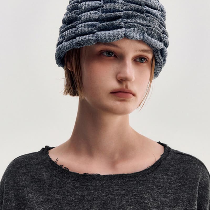 

KIMZISU Melange Ruched Beanie _ SKY BLUE BLUE_OS