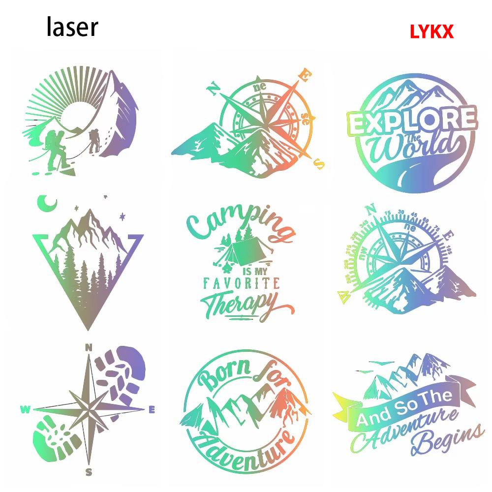 LYKX Adventure Sports Compass Car Sticker Wrap Vinyl Decal Mountain Engine Cover Door Window Multiple Sizes