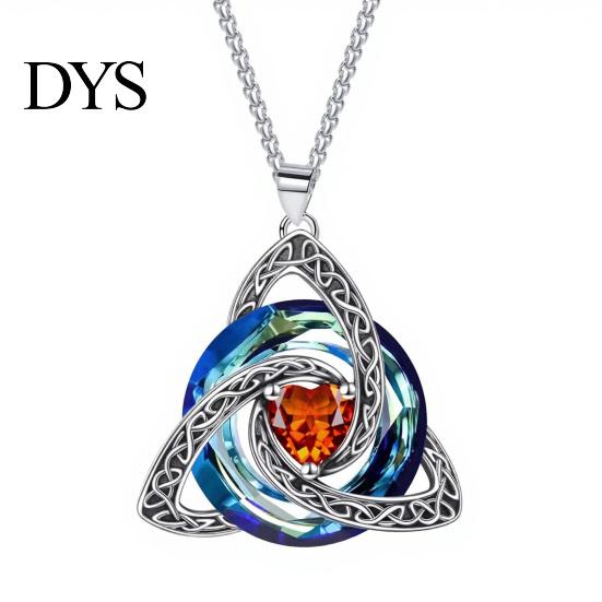 Personalized Birthday Gift Celtic Knot Birthstone Necklace for Women, Cubic Zirconia Pendant Necklace, Irish Jewelry, Her Wife Girlfriend Mother