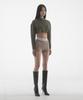 Paensyo Crop Knit Zip Up - Khaki