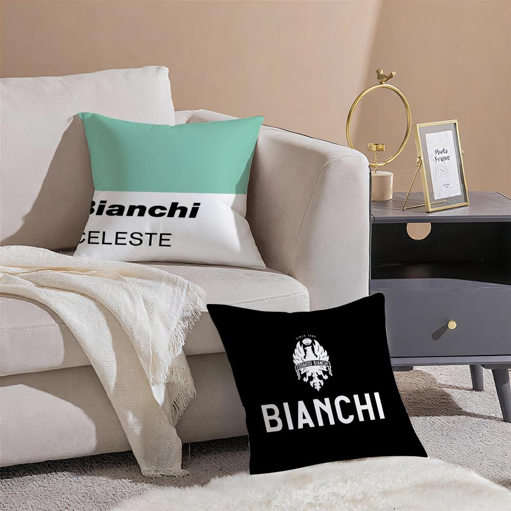 BBianchi Logo Cushion Cover Pillowcase Short Plush Invisible Zipper Room Sofa Cushion Cover