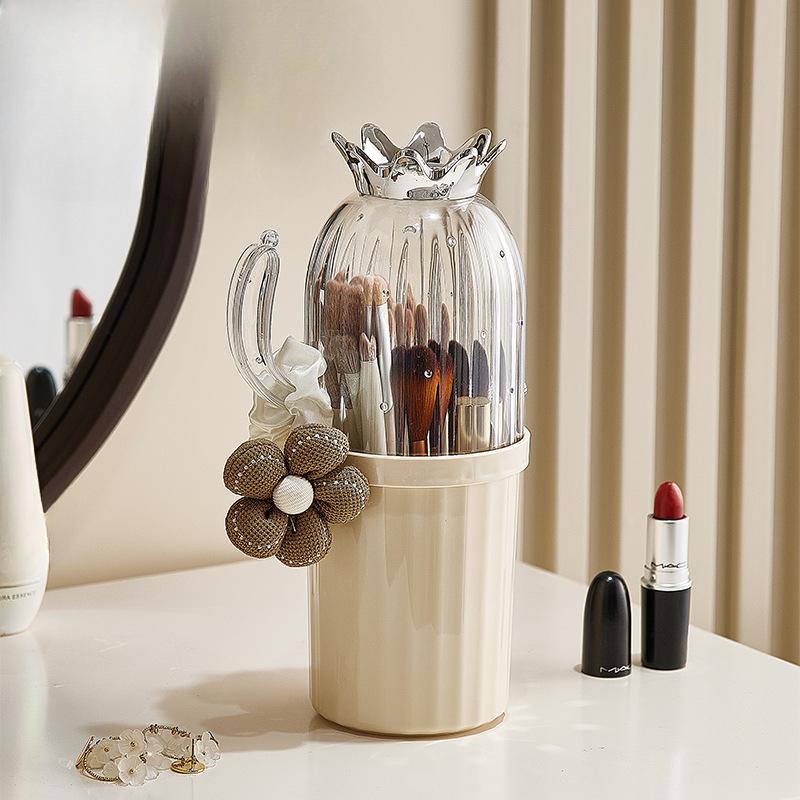 Cylindrical Cosmetic Storage CylinderTransparent Covered Dust-proof Storage Bucket Plastic Storage Set