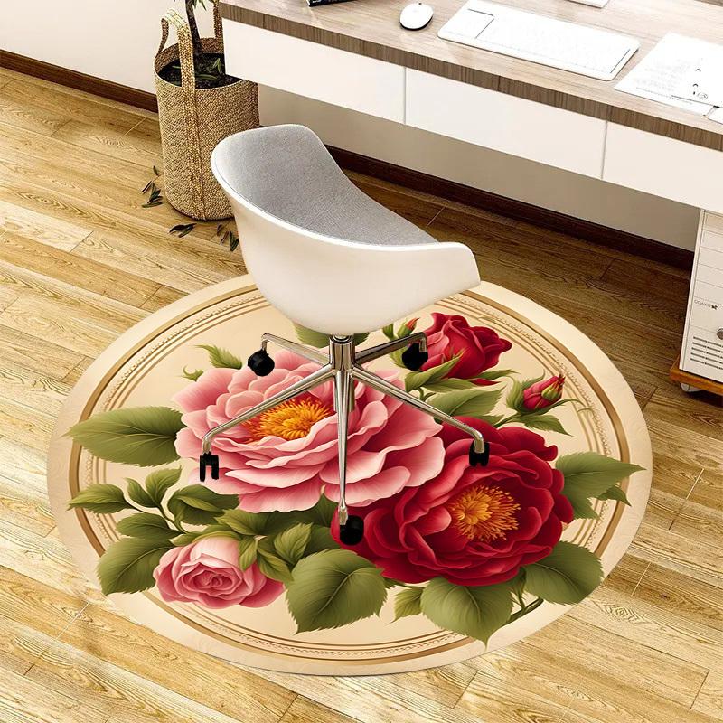 1pc Office Carpet Chair Mats Vintage Floral Bouquet Perfect for Decorating Office Chairs, Living Rooms, Or Bedrooms