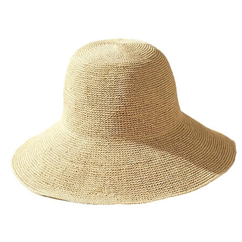 Women's Wide-Brimmed Straw Sun Hat Foldable Summer Fisherman's Hat Breathable Slimming for Outdoor Travel and Beach Use