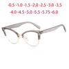Stylish Hollow Design Semi-Rimless Cat Eye Eyeglass Frame Prescription Glasses Degree -0.5 -1.0 -2.0 -3.0 -4.0 To -6.0