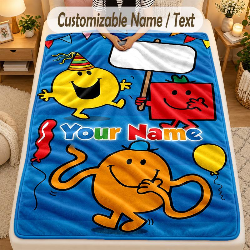 Flannel BlanketMr. Men & Little Miss Custom Name Text Personalized Soft Warm Throw Blanket Home Decor Gift