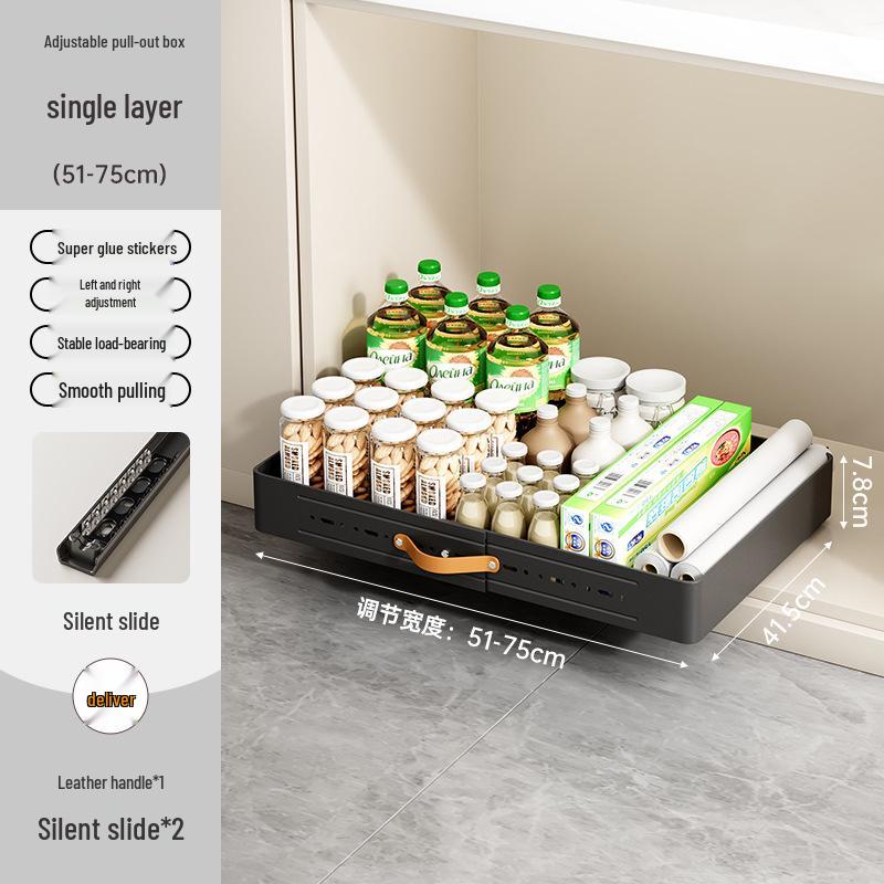 Under-Sink Pull-Out Kitchen Storage Rack and Spice Organizer