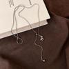 Silver Splicing Pull Asymmetric Sheep Pendant Necklace Long Sweater Chain Anti-Fade Trendy Jewelry for Music Festival Accessory