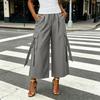 Women High Waist Wide Leg Cargo Pants with Pockets Casual Loose Fit Utility Trousers for Everyday Wear