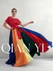 Elegant Pleated Patchwork Dress: African & Western Style for Women