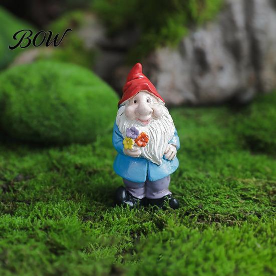 Whimsical Outdoor Garden Decor Mini Gnomes Figurine, Resin Welcome Gnome Statue, Small Handcrafted Ornament Dwarf for Fairy Garden, Flower Pot,