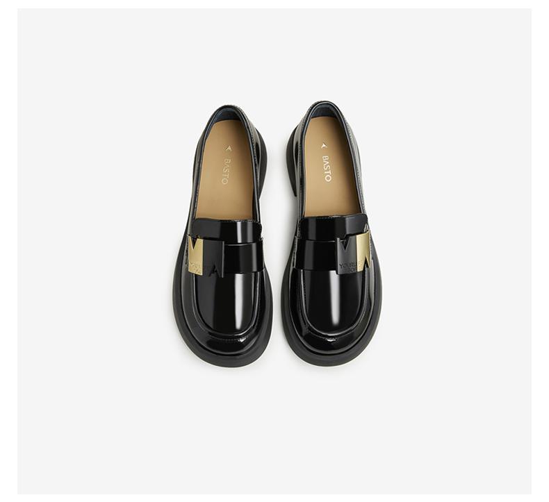 Bestu 25 Spring Fashion Metal Buckle Loafers Thick Heel Women's Single Shoes DC918AA5