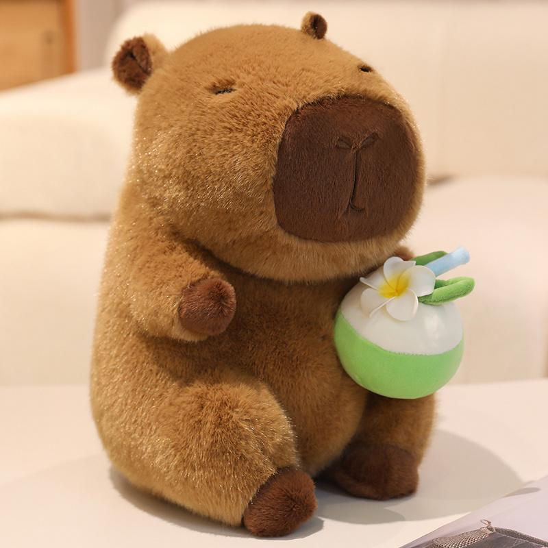 22cm Cute Kapibala Capybara Plush Toy Cartoon Capybara Holding Ice Cream Coconut Stuffed Soft Animal Pillow Doll Creative Gift 22cm кокосовый