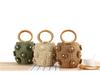 Handcrafted Fashion Bucket Bag: Pearl & Flower Woven Paper Rope Design
