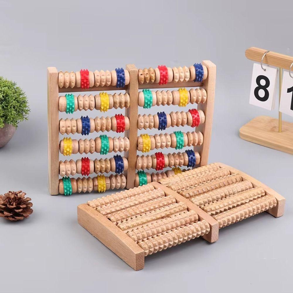 5/6 Row Foot Massage Roller Wood Acupressure Roller Foot Shiatsu Roller  Blood Circulation