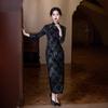 1011 autumn and winter new national style improved flocking composite cheongsam new Chinese large size long women's wedding ceremony