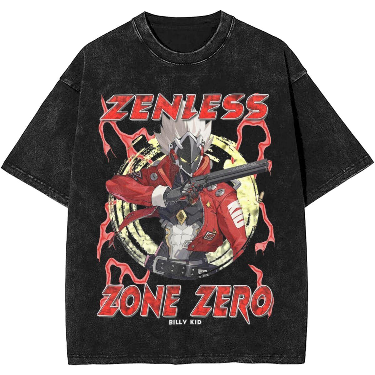 

Zenless Zone Zero Billy Kid Washed T Shirts Streetwear Hip Hop Cool T-Shirt Tee Shirt for Men Women Cotton Oversize 2XL