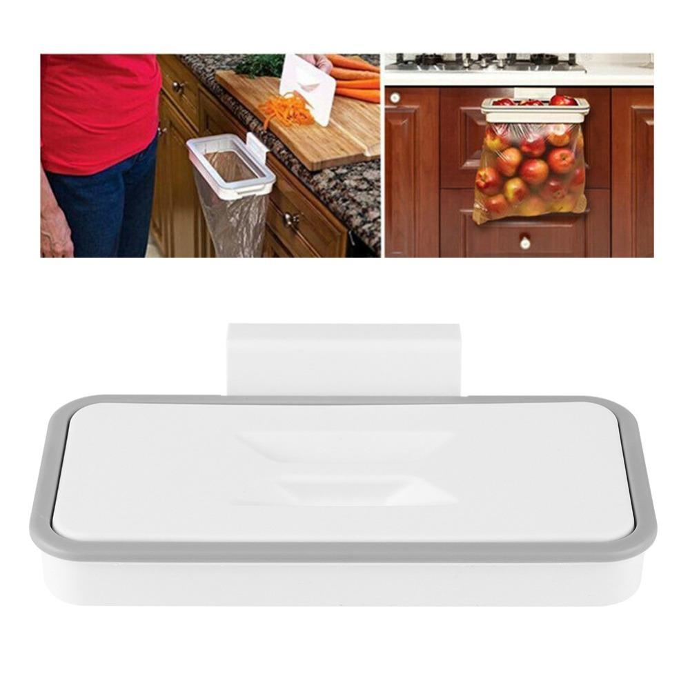 PP Garbage Waste Holder White Kitchen Trash Bag Holder Cabinet Door Holder Countertop Scraps