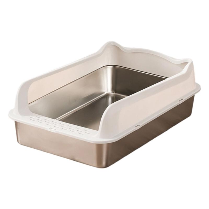 

Half Enclosed Cats Litter Pan With Deep Basin High Wall Antisplash Design Litter Pan For Home Office Easy Maintenances белый
